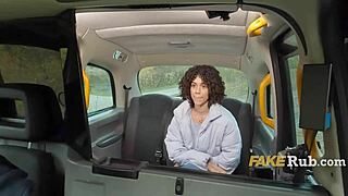 Curly ebony slut trades blowjob for cab ride in backseat public fuck