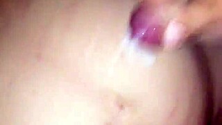 cum drips over big pregnant belly