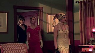 1920s gentleman hosts steamy office group sex party
