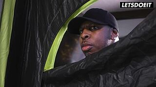 Sweet lesbian roommates take dirty anal from bbc in their tent