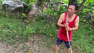 my busty stepmom craves old gardener's cock in homemade fuck
