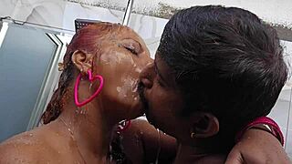 Nilmini Sheron gives bathroom blowjob then pussy fuck
