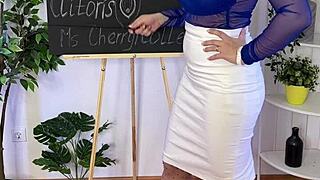 ever wonder how hot milf teacher in stockings heels explains clit rubbing with her big tits out?