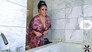 maxine x's steamy bubble bath hides naughty pussy play