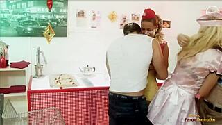 Restaurant Food Fight Sparks Emotional Hardcore Group Sex with Big Tits Milfs