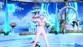 hatsune miku's big tits goddess slips rabbit toy into nude ass mod
