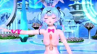 hatsune miku's big tits goddess slips rabbit toy into nude ass mod