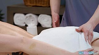 friend masseuse oils me up then dives into my pussy with her tongue