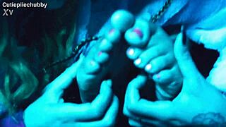 Lesbian Friend's Feet and Pussy Tickled Raw