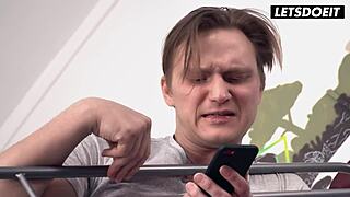 freya dee grabs her roommate's monster cock for a blindfolded blowjob and facial in the hostel