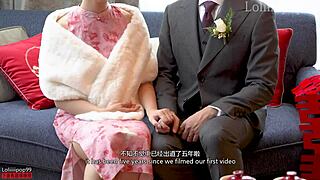 we're newlyweds now... asian wife in lingerie stockings for first married fuck