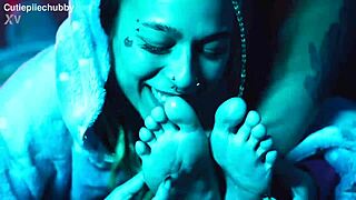 Lesbian Friend's Feet and Pussy Tickled Raw