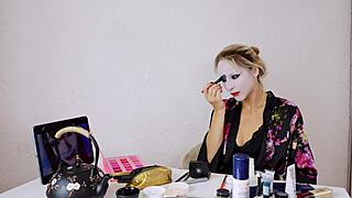 she slips into geisha makeup for a soft teasing roleplay vibe
