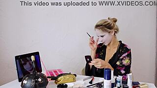 she slips into geisha makeup for a soft teasing roleplay vibe