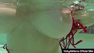 Does busty Vicky Vette crave toy masturbation by the pool?