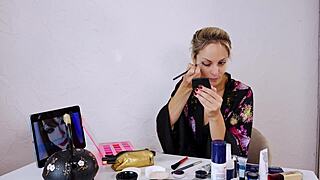 she slips into geisha makeup for a soft teasing roleplay vibe
