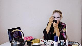 she slips into geisha makeup for a soft teasing roleplay vibe