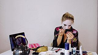 she slips into geisha makeup for a soft teasing roleplay vibe