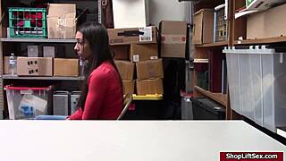 Lilly Hall caught shoplifting pays with hard pussy pounding