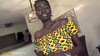 Yo natural tits black milf sucks and fucks big white cock in rough casting pov!