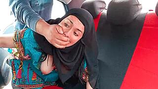 Hijab-clad Indian stepmom gets rough car fuck from kinky lover