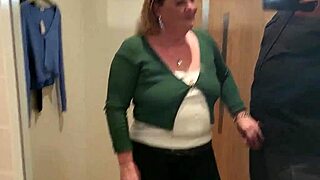 yo this milf slut drinks piss as toilet while trying clothes in mall