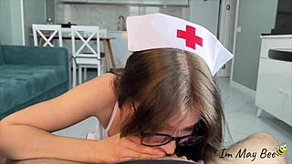 omg emergency nurse drops to her knees for a sloppy deepthroat life saver blowjob 😩🍆💦
