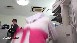 chihiro akino slams hardcore blowjob ending in explosive office creampie