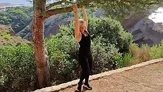 jaime flashes lingerie outdoor nature hike 😘🌳