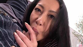 Ever seen a Japanese babe in ripped jeans take two cocks doggystyle?