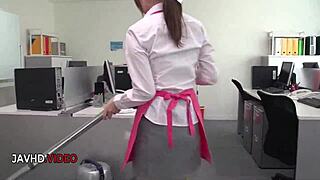 chihiro akino slams hardcore blowjob ending in explosive office creampie