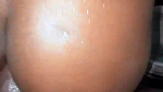 couple enjoys bath time fun with ass licking and panty play in the shower