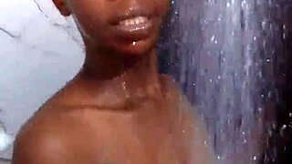 couple enjoys bath time fun with ass licking and panty play in the shower