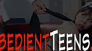 Teen Blindfolded and Bound Gets Gagged by Old Black Monster Cock Cum in Mouth