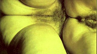 Vintage lesbians eagerly eat hairy pussies in antique group threesome action