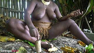busty african wife shakes big ass outdoors in forest making medicine 🌿🍑