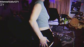 exotic petite tattooed girl teases in red pantyhose, twerks her small tits ass then rips clothes