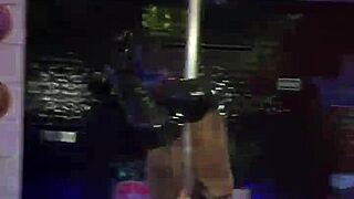 she sensually poles at the liberal bar, narrow ass swaying