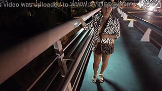 god i'm luscious milf walkin bridge no bra no panties tits bouncin huge nipples hard!!