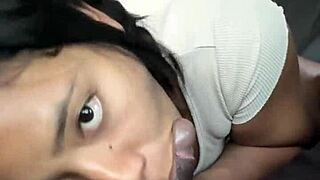 Amateur Girlfriend Sucks Driver's Huge Cock Deepthroat to Pay for Car Ride POV