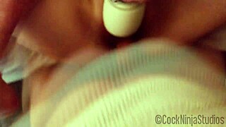 blonde lesbian stepsis begs stepbro to creampie breed her pregnant with toys