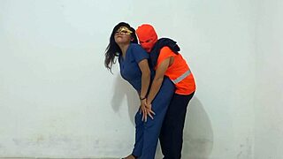 this super hot nurse at the hospital starts sucking and fucking the janitor's cock on the job