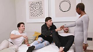 ebony zaawaadi craves spanish orgy with three monster cocks stretching her wide