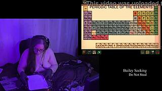 bbw brunette bares big natural tits in naked playthrough part 2