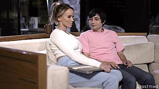 pristine edge's STEPMOM all-nighter: deepthroats stepsons HUGE cock, CUMS on her TITS