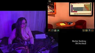bbw brunette bares big natural tits in naked playthrough part 2