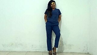 this super hot nurse at the hospital starts sucking and fucking the janitor's cock on the job
