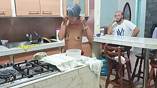 i spot my stepsister dancing sexy half naked in the kitchen and things heat up fast