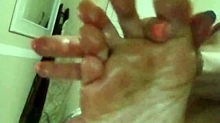 Oiled Soles Toes Rubbed Masturbation Session
