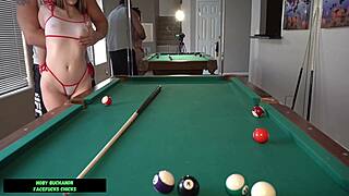 Ever had a tight teen bent over pool table taking rough doggystyle pounding?